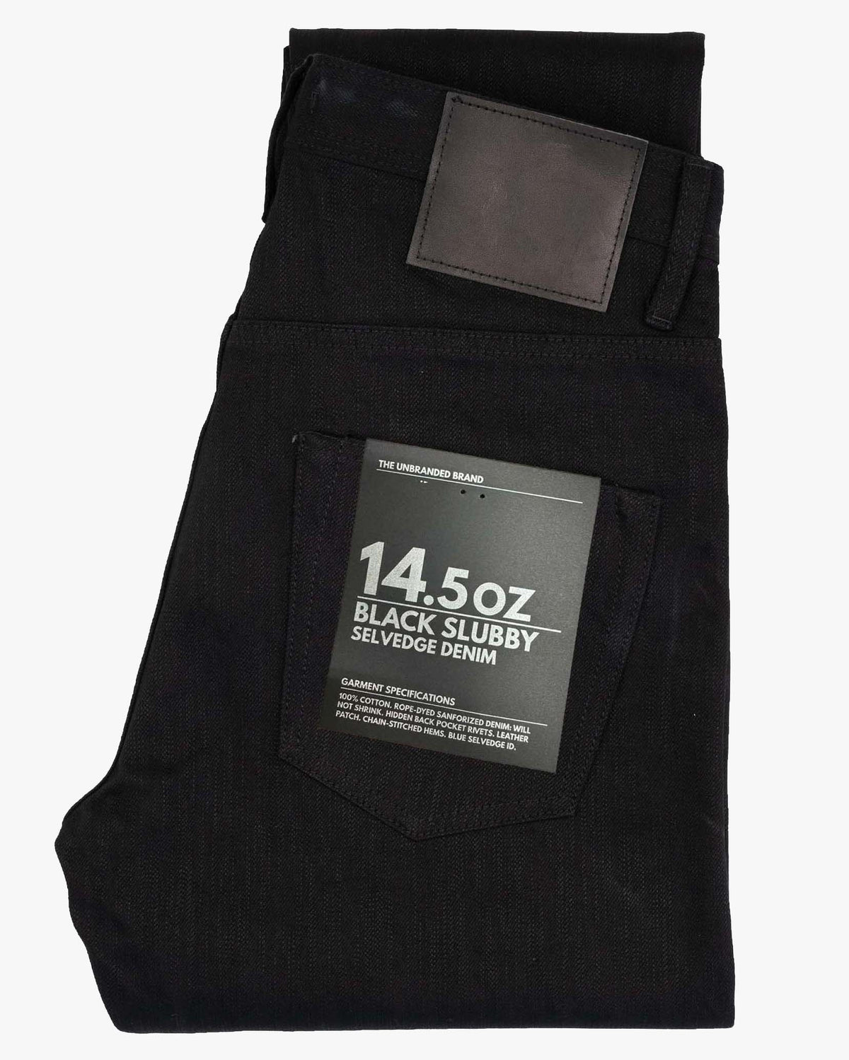 Unbranded UB648 Relaxed Tapered Mens Jeans - 14.5oz Slubby Black Selvedge