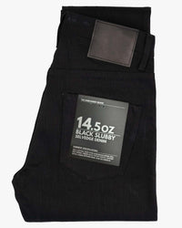 Unbranded UB648 Relaxed Tapered Mens Jeans - 14.5oz Slubby Black Selvedge