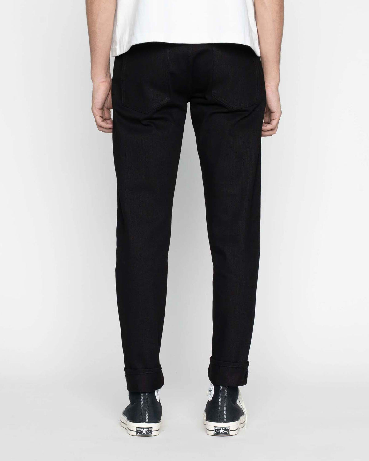Unbranded UB648 Relaxed Tapered Mens Jeans - 14.5oz Slubby Black Selvedge