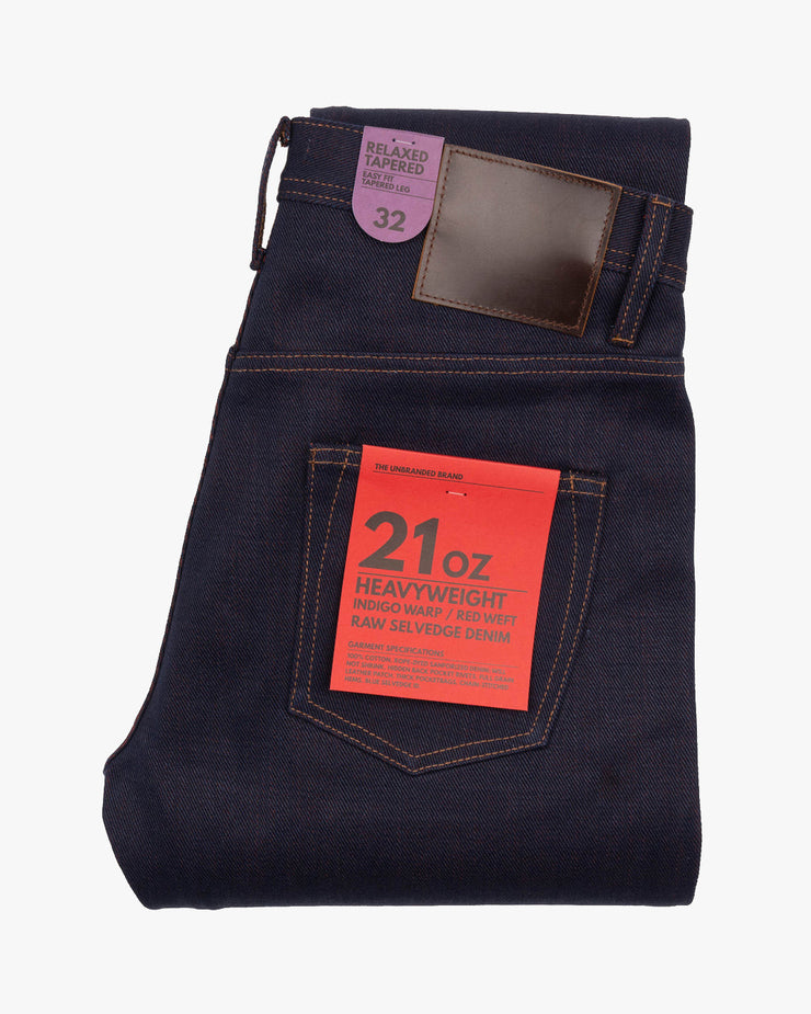 Unbranded UB691 Relaxed Tapered Mens Jeans - 21oz Heavy Red Weft Selvedge