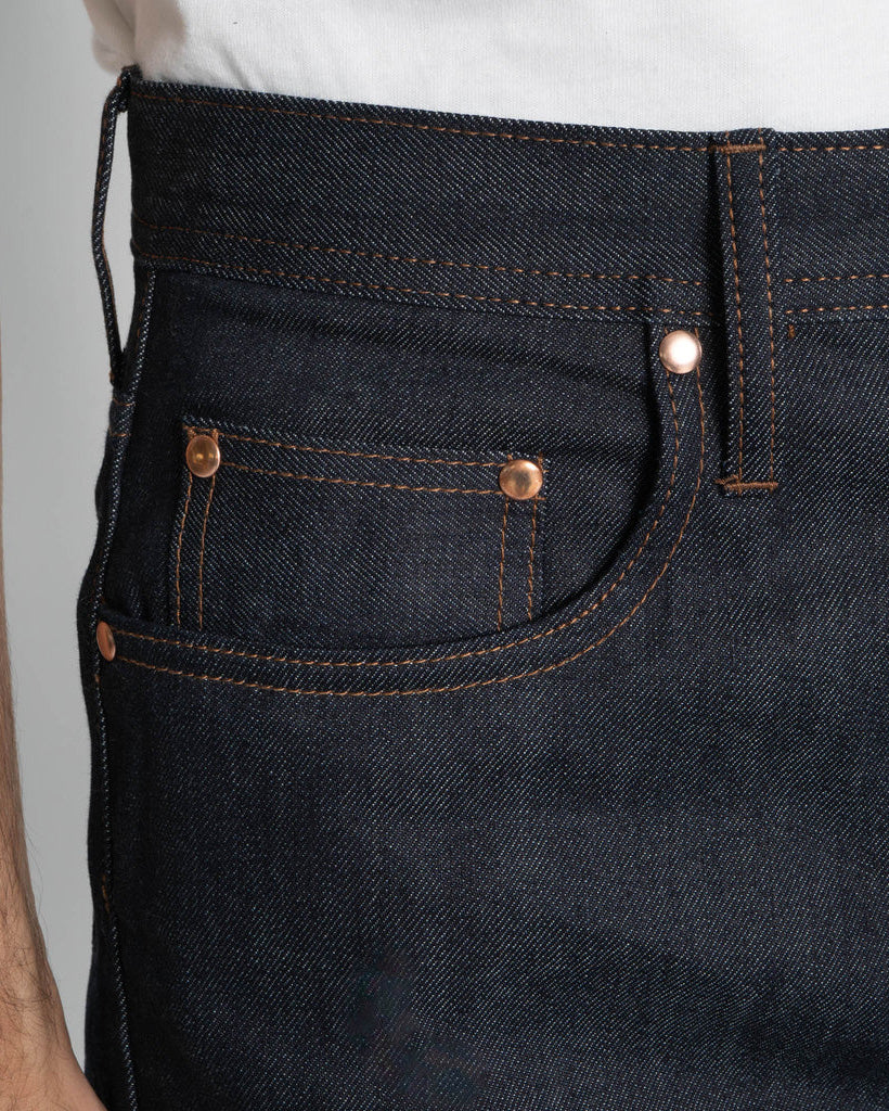 Unbranded UB722 Wide Fit Mens Jeans - 11oz Indigo Stretch Selvedge | The Unbranded Brand Jeans | JEANSTORE
