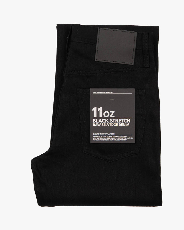 Unbranded UB744 Wide Fit Mens Jeans - 11oz Solid Black Stretch Selvedge | The Unbranded Brand Jeans | JEANSTORE