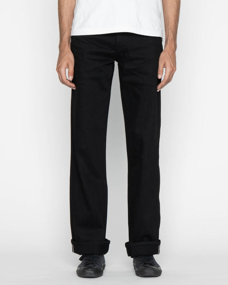 Unbranded UB744 Wide Fit Mens Jeans - 11oz Solid Black Stretch Selvedge - W30