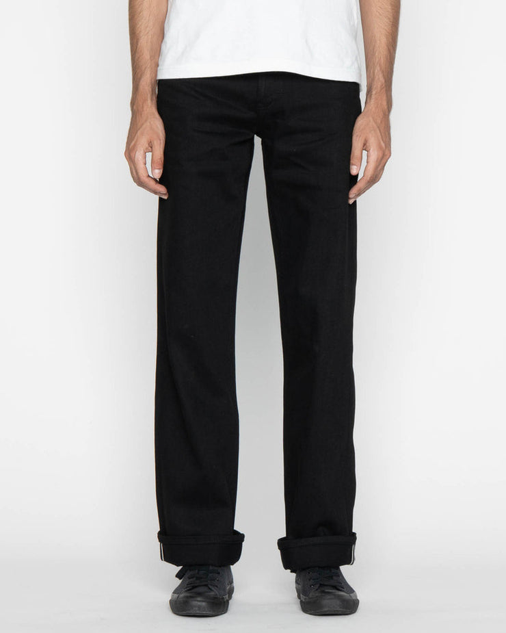 Unbranded UB744 Wide Fit Mens Jeans - 11oz Solid Black Stretch Selvedge | The Unbranded Brand Jeans | JEANSTORE