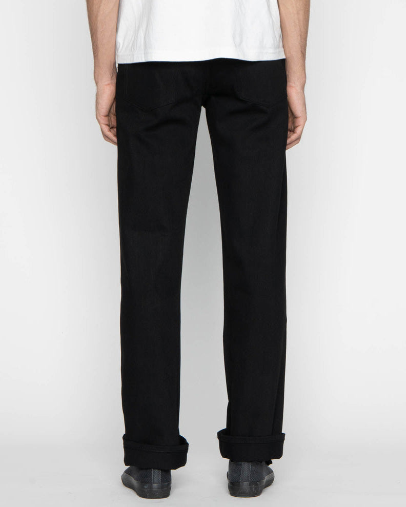 Unbranded UB744 Wide Fit Mens Jeans - 11oz Solid Black Stretch Selvedge | The Unbranded Brand Jeans | JEANSTORE