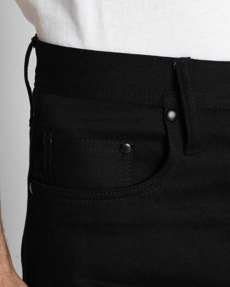 Unbranded UB744 Wide Fit Mens Jeans - 11oz Solid Black Stretch Selvedge | The Unbranded Brand Jeans | JEANSTORE