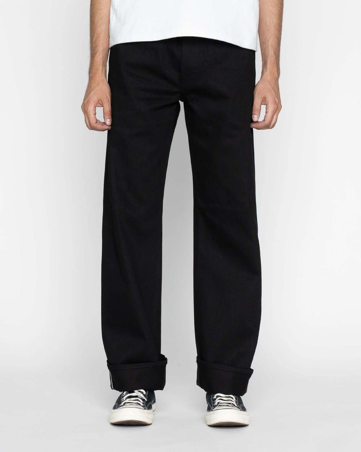 Unbranded UB748 Wide Fit Mens Jeans - 14.5oz Slubby Black Selvedge
