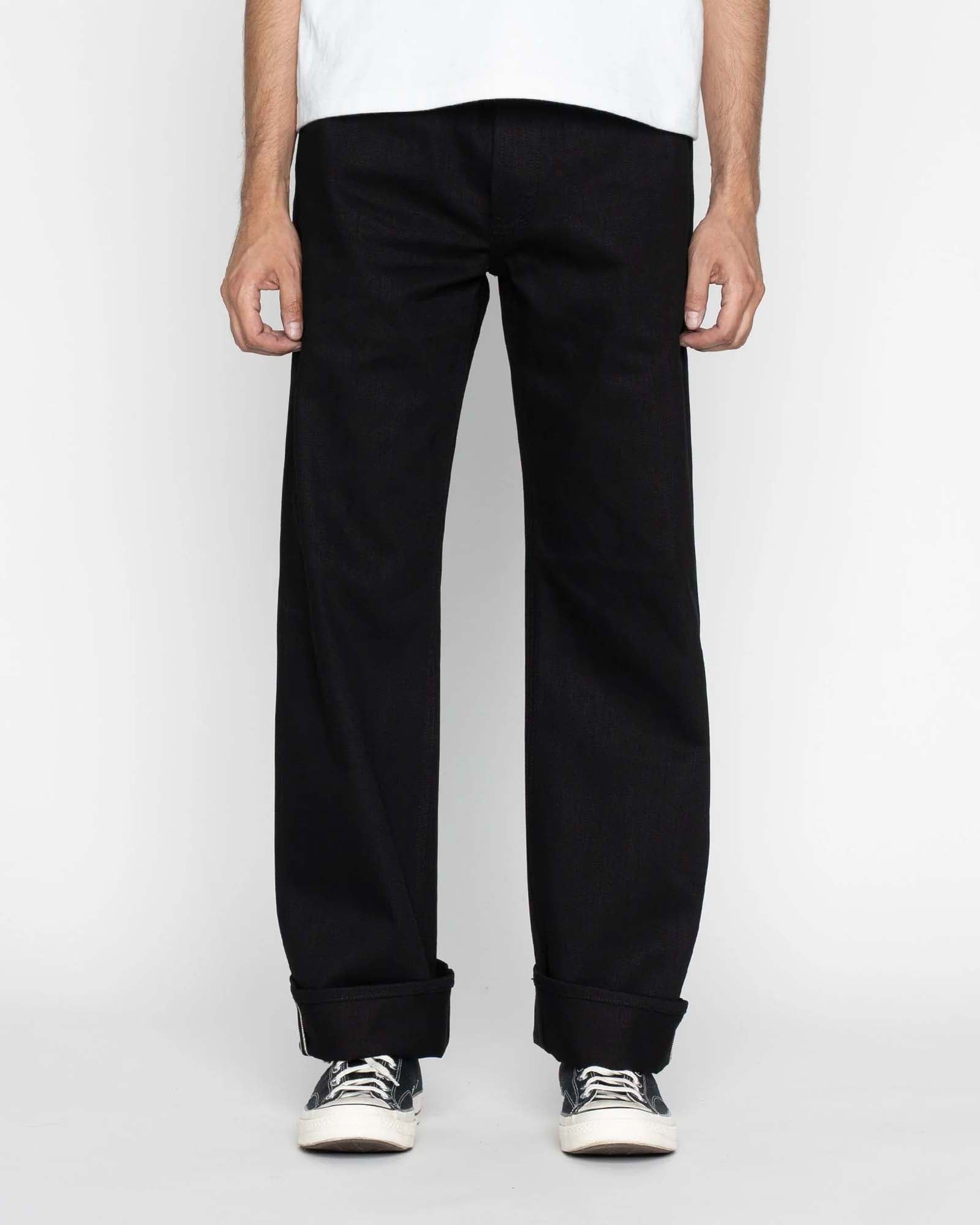 Unbranded UB748 Wide Fit Mens Jeans - 14.5oz Slubby Black Selvedge