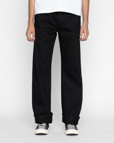 Unbranded UB748 Wide Fit Mens Jeans - 14.5oz Slubby Black Selvedge