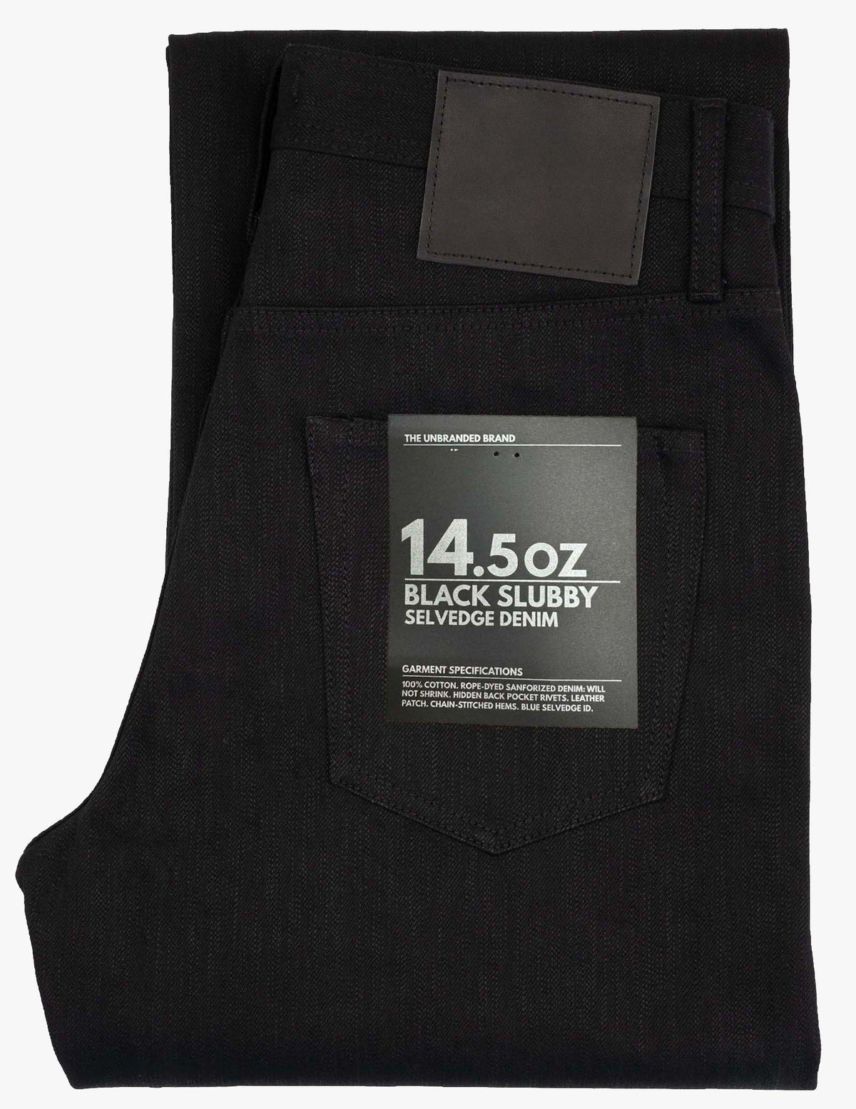 Unbranded UB748 Wide Fit Mens Jeans - 14.5oz Slubby Black Selvedge