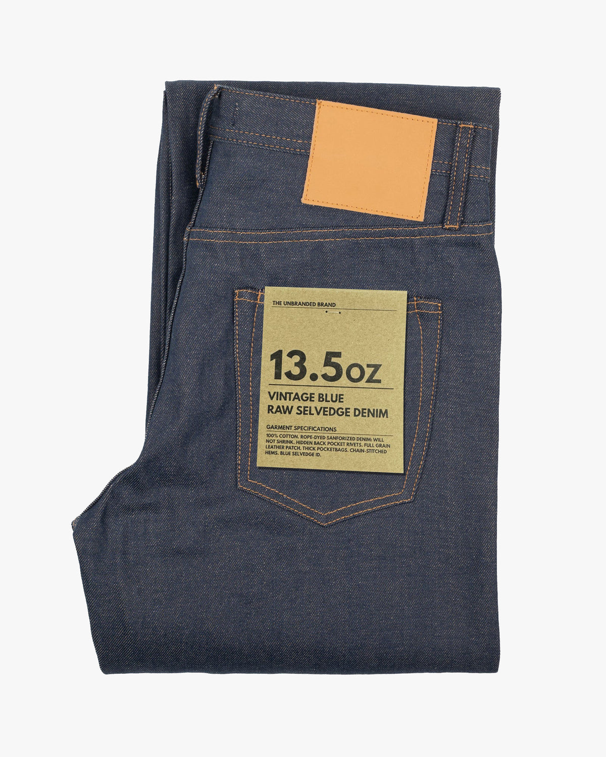 Unbranded UB754 Wide Fit Mens Jeans - 13.5oz Vintage Blue Selvedge | The Unbranded Brand Jeans | JEANSTORE