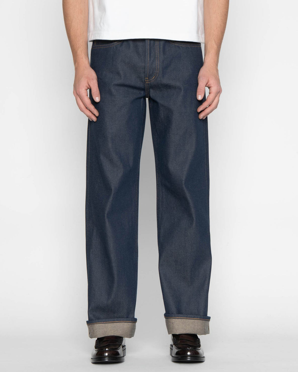 Unbranded UB754 Wide Fit Mens Jeans - 13.5oz Vintage Blue Selvedge | The Unbranded Brand Jeans | JEANSTORE