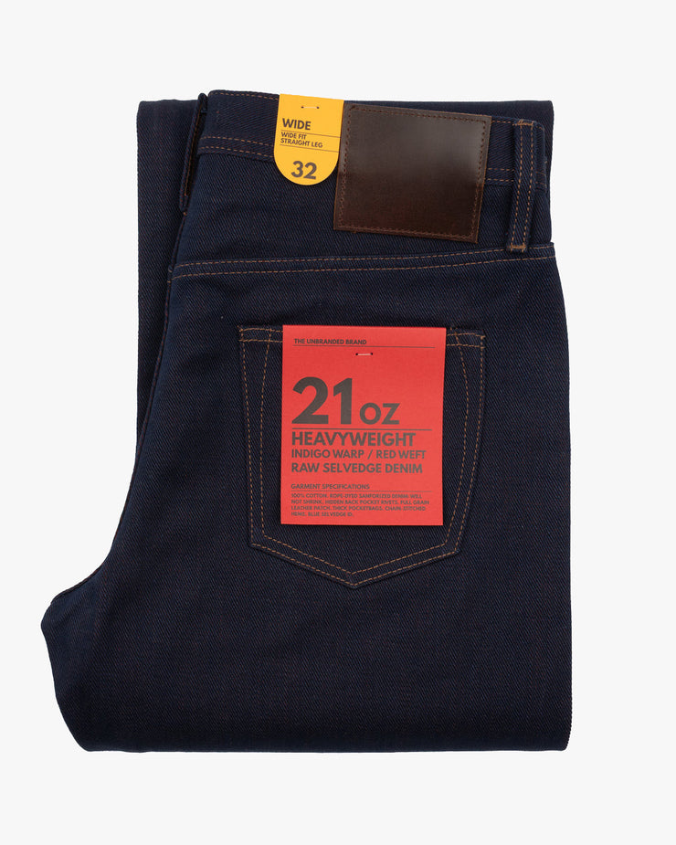 Unbranded UB791 Wide Fit Mens Jeans - 21oz Heavy Red Weft Selvedge