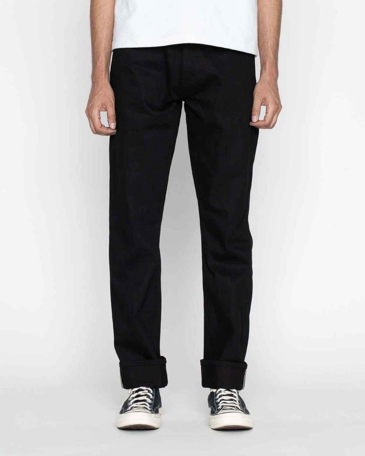 Unbranded UB848 Relaxed Straight Mens Jeans - 14.5oz Slubby Black Selvedge