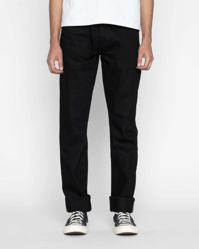 Unbranded UB848 Relaxed Straight Mens Jeans - 14.5oz Slubby Black Selvedge