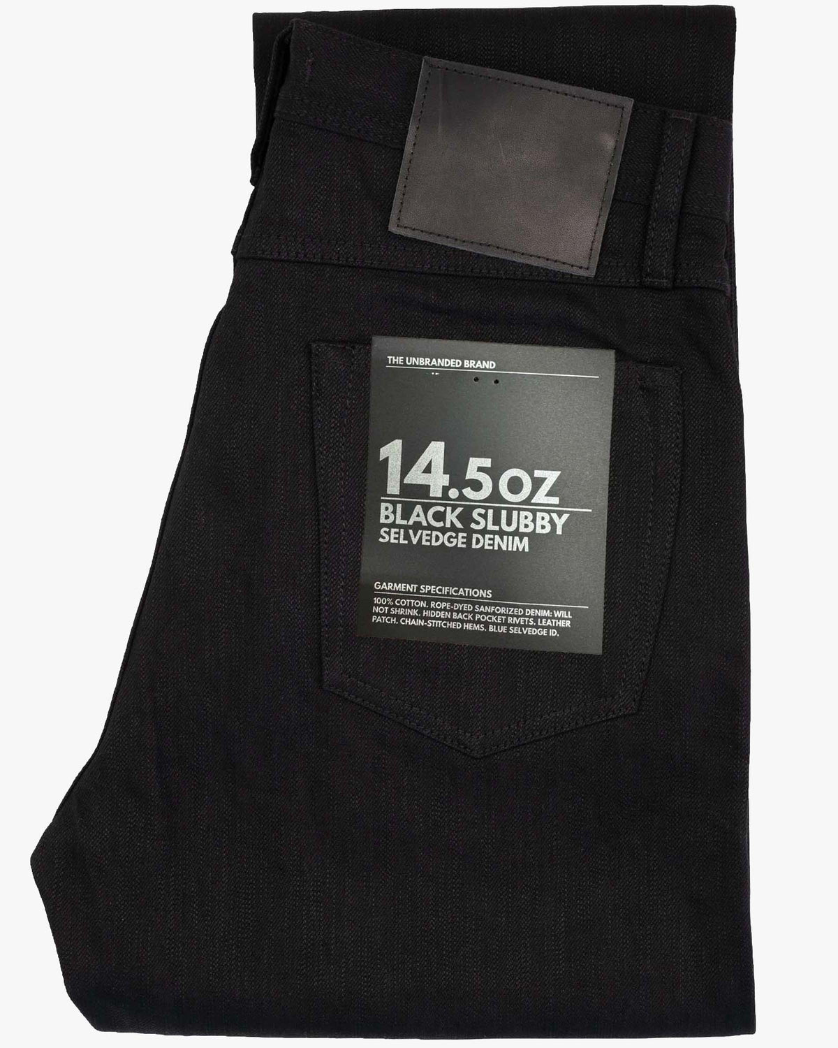 Unbranded UB848 Relaxed Straight Mens Jeans - 14.5oz Slubby Black Selvedge