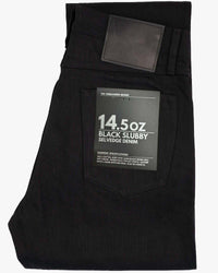 Unbranded UB848 Relaxed Straight Mens Jeans - 14.5oz Slubby Black Selvedge