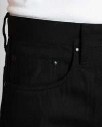 Unbranded UB848 Relaxed Straight Mens Jeans - 14.5oz Slubby Black Selvedge