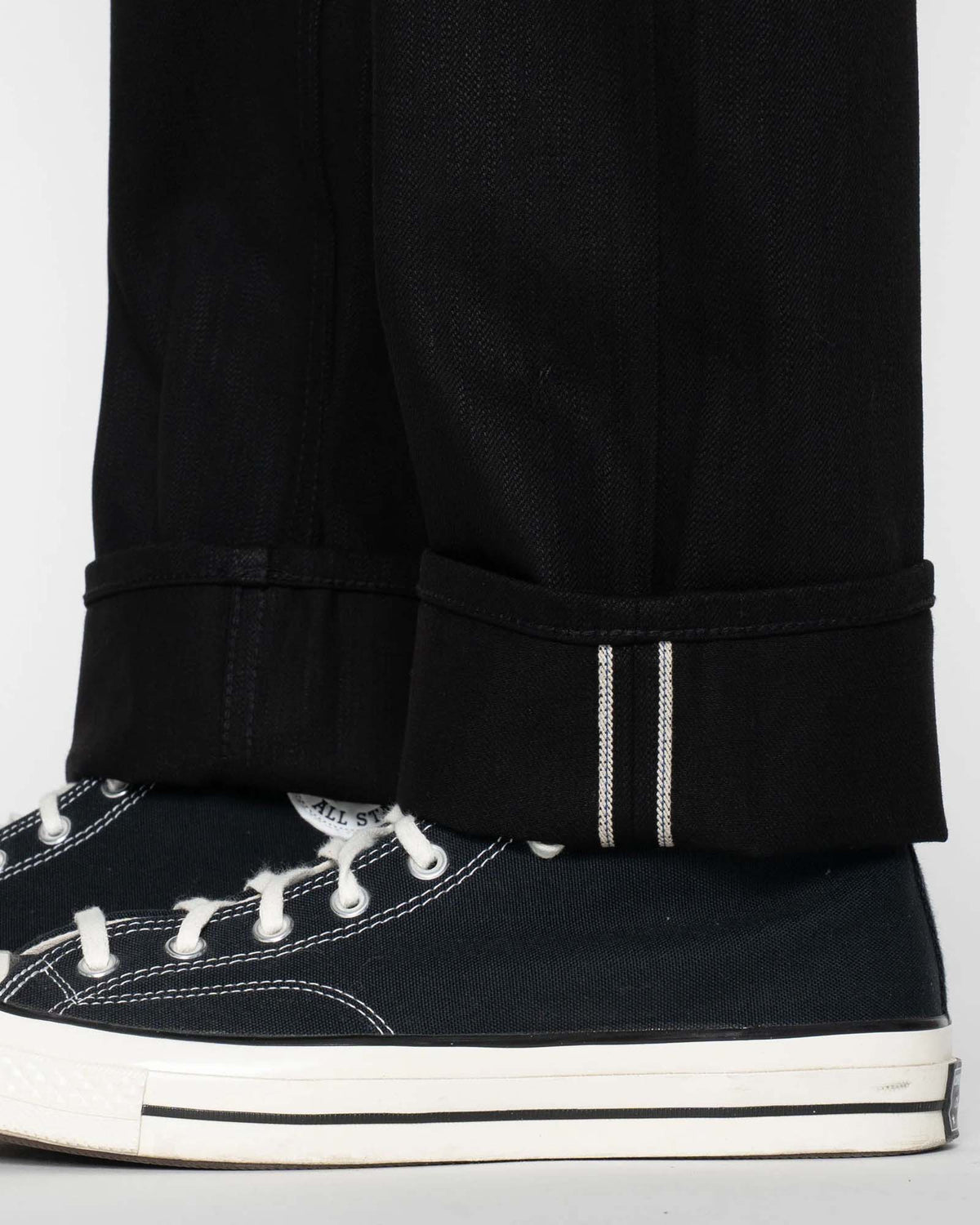 Unbranded UB848 Relaxed Straight Mens Jeans - 14.5oz Slubby Black Selvedge