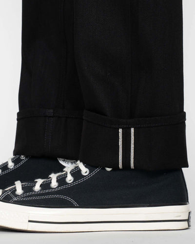 Unbranded UB848 Relaxed Straight Mens Jeans - 14.5oz Slubby Black Selvedge