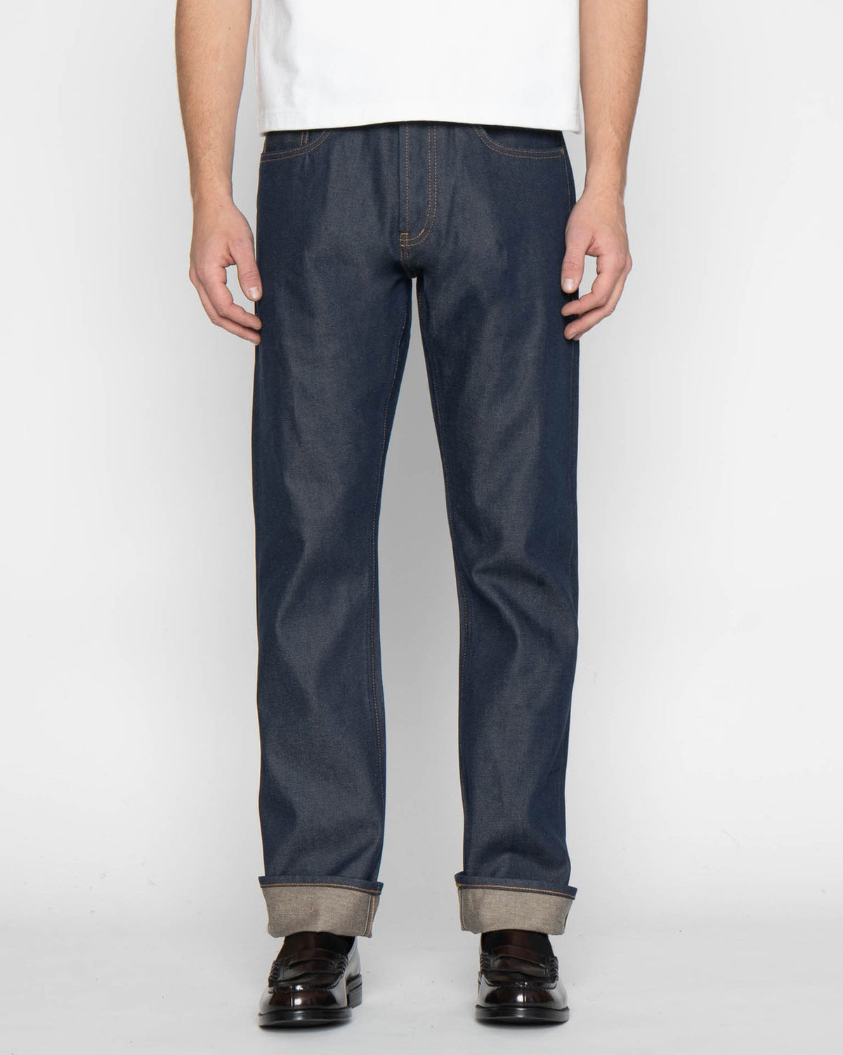 Unbranded UB854 Relaxed Straight Mens Jeans - 13.5oz Vintage Blue Selvedge