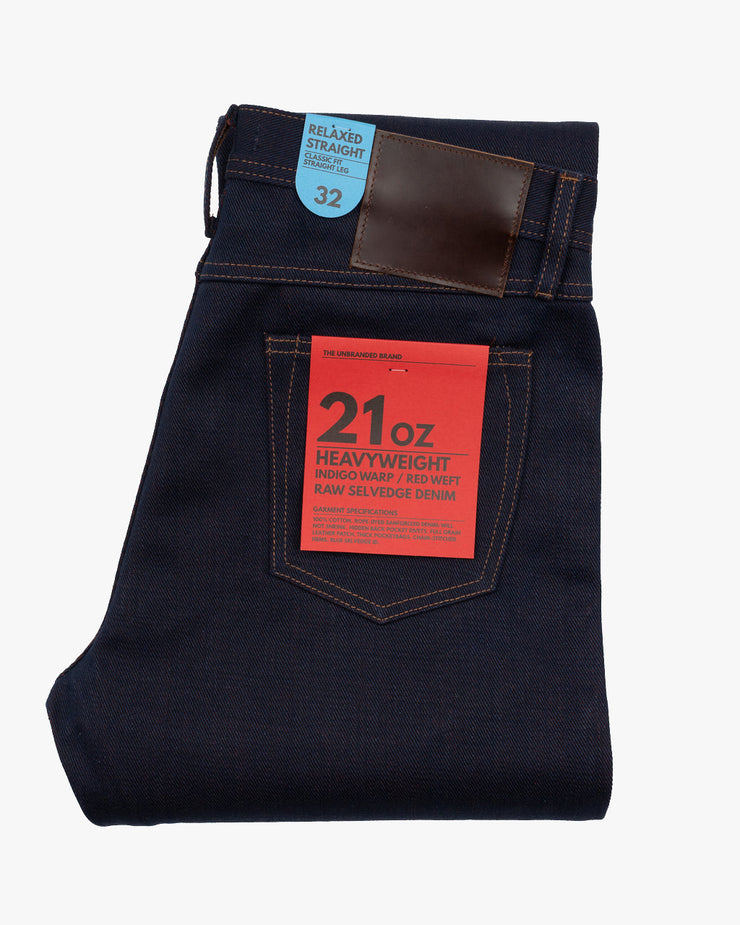 Unbranded UB891 Relaxed Straight Mens Jeans - 21oz Heavy Red Weft Selvedge