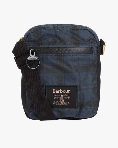 Barbour Heritage Field Waxed Crossbody Bag - Navy Tartan | Barbour Bags | Jeanstore