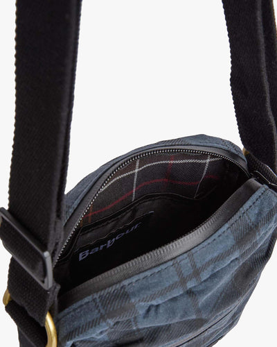 Barbour Heritage Field Waxed Crossbody Bag - Navy Tartan | Barbour Bags | Jeanstore