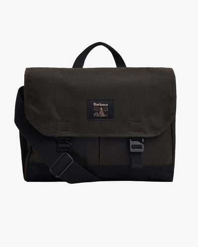 Barbour Heritage Field Waxed Messenger Bag - Olive / Black | Barbour Bags | Jeanstore