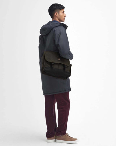 Barbour Heritage Field Waxed Messenger Bag - Olive / Black | Barbour Bags | Jeanstore