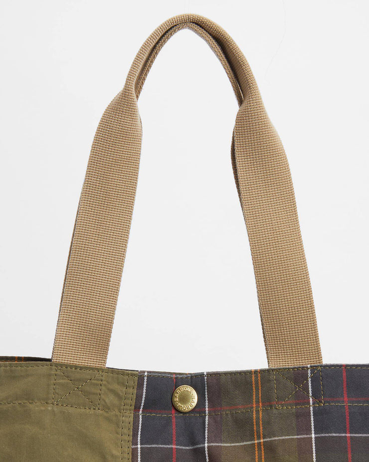 Barbour Heritage Transport Patchwork Tote Bag - Dusky Green