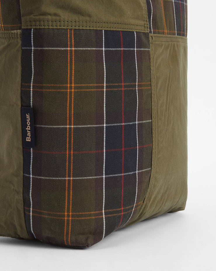 Barbour Heritage Transport Patchwork Tote Bag - Dusky Green