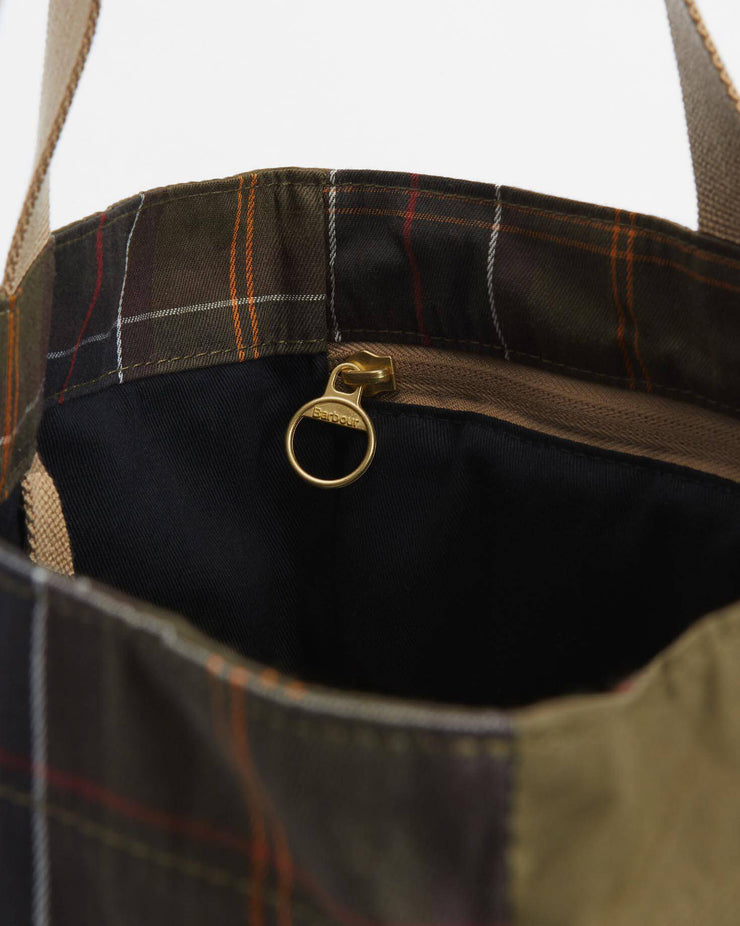 Barbour Heritage Transport Patchwork Tote Bag - Dusky Green