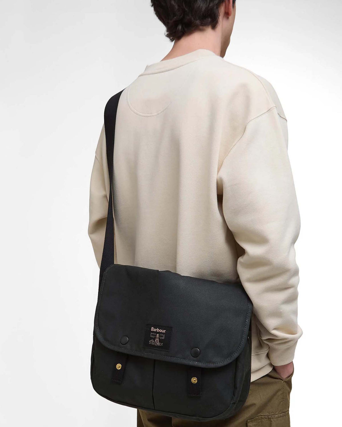 Barbour Heritage Field Waxed Riever Crossbody Bag - Sage | Barbour Bags | Jeanstore