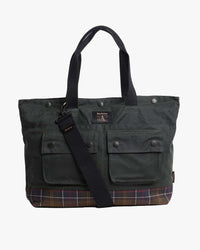 Barbour Heritage Field Waxed Tote Bag - Sage / Classic