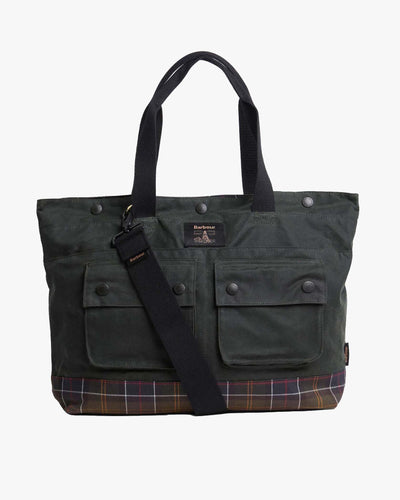 Barbour Heritage Field Waxed Tote Bag - Sage / Classic