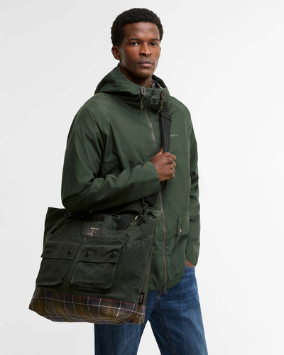 Barbour Heritage Field Waxed Tote Bag - Sage / Classic