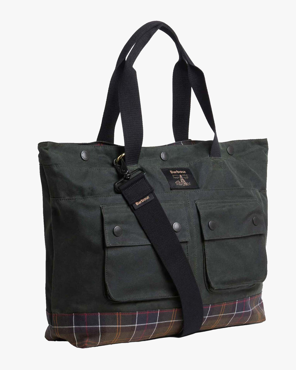 Barbour Heritage Field Waxed Tote Bag - Sage / Classic