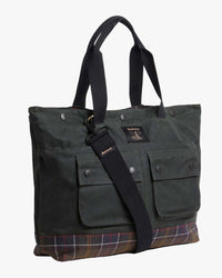 Barbour Heritage Field Waxed Tote Bag - Sage / Classic