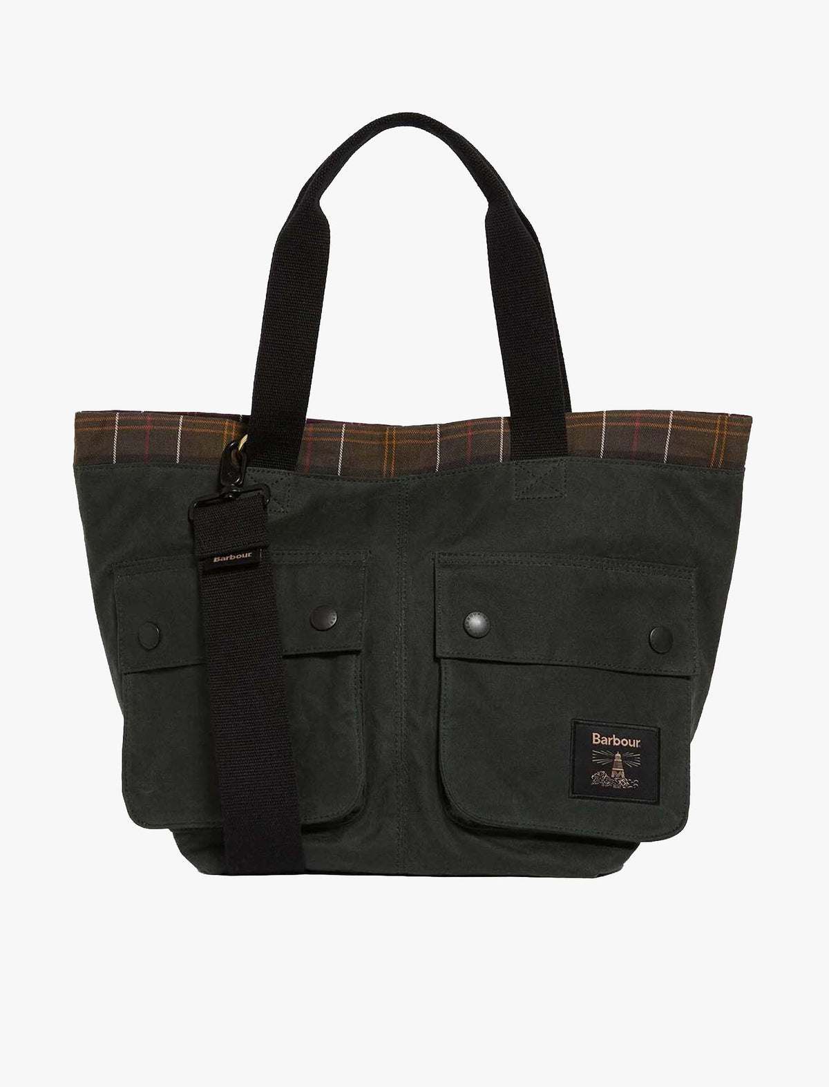 Barbour Heritage Field Waxed Carry All Tote Bag - Sage / Classic
