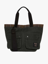 Barbour Heritage Field Waxed Carry All Tote Bag - Sage / Classic