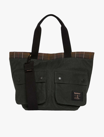 Barbour Heritage Field Waxed Carry All Tote Bag - Sage / Classic