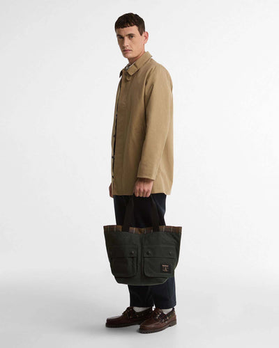 Barbour Heritage Field Waxed Carry All Tote Bag - Sage / Classic