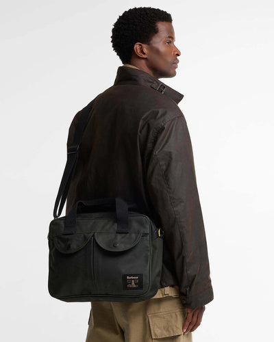 Barbour Heritage Field Waxed Laptop Bag - Sage