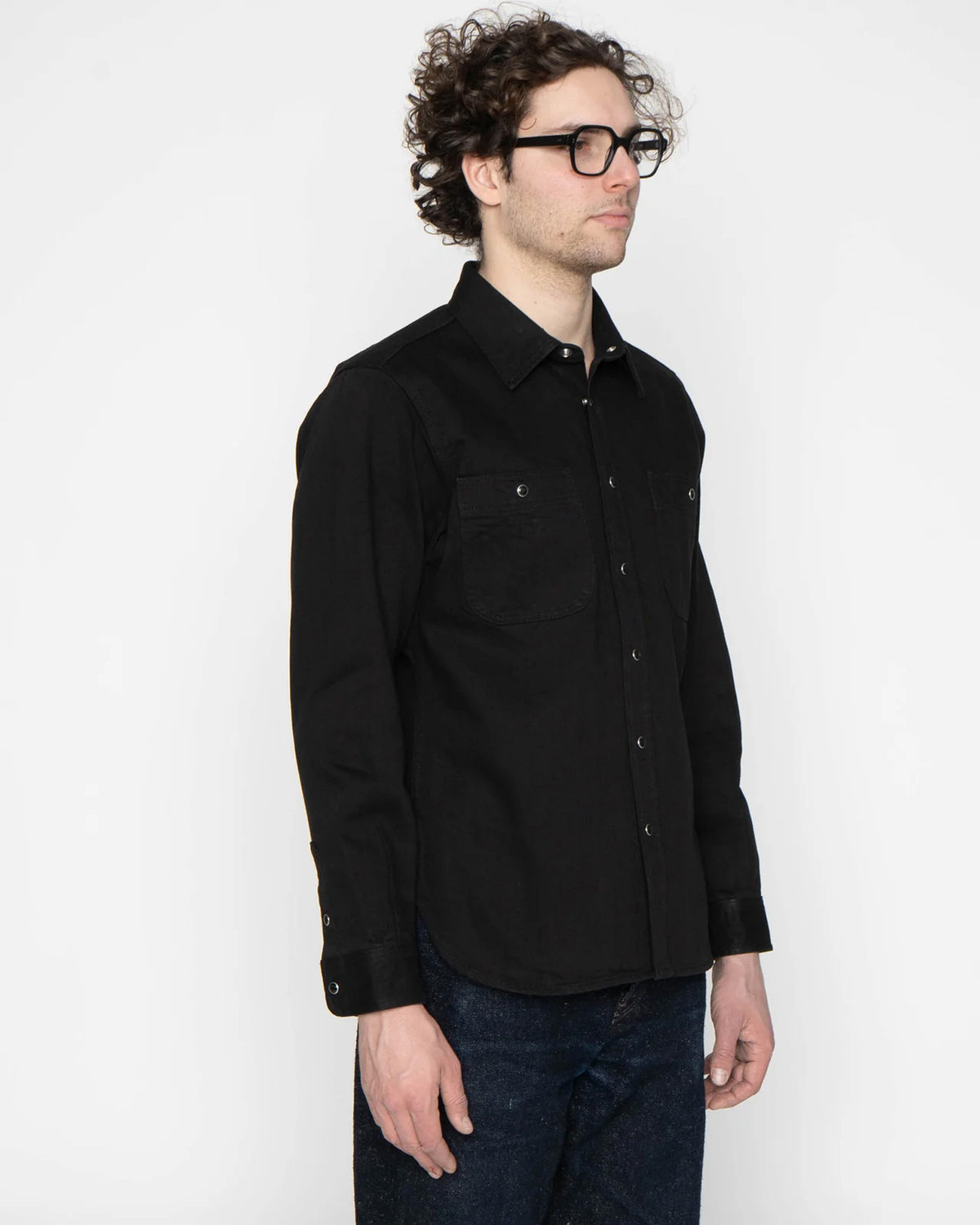 Unbranded UBS433 12oz Selvedge Work Shirt - Solid Black | The Unbranded Brand Shirts | JEANSTORE