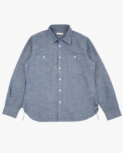 Unbranded UBS435 8.2oz Selvedge Chambray Work Shirt - Blue