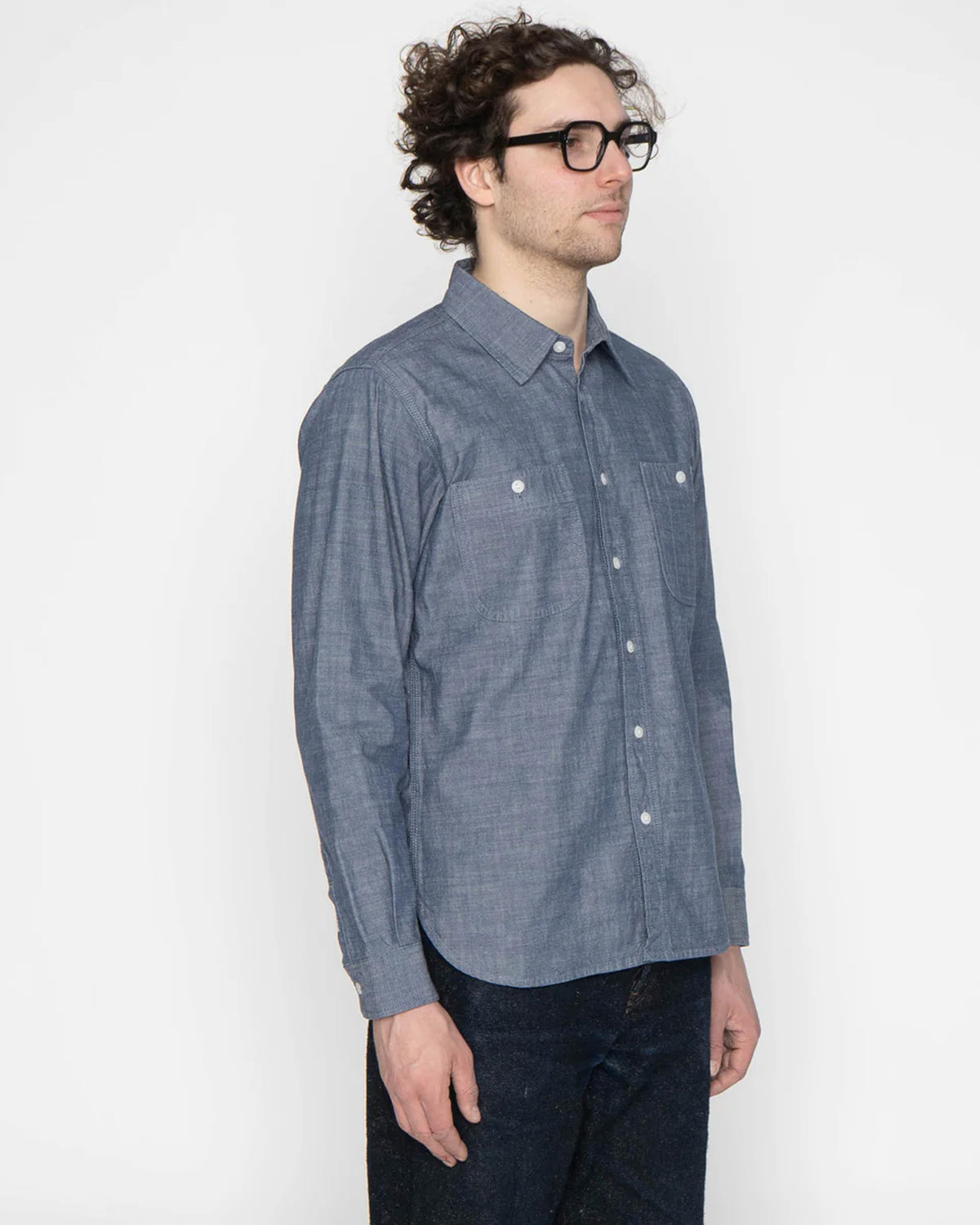 Unbranded UBS435 8.2oz Selvedge Chambray Work Shirt - Blue