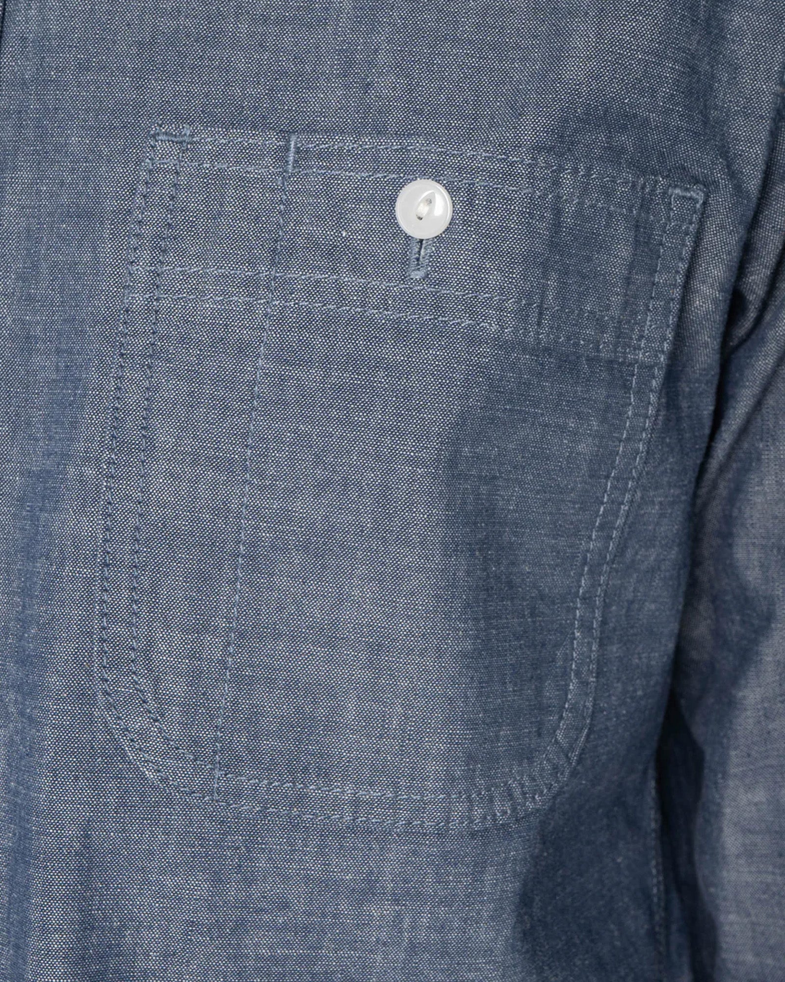 Unbranded UBS435 8.2oz Selvedge Chambray Work Shirt - Blue