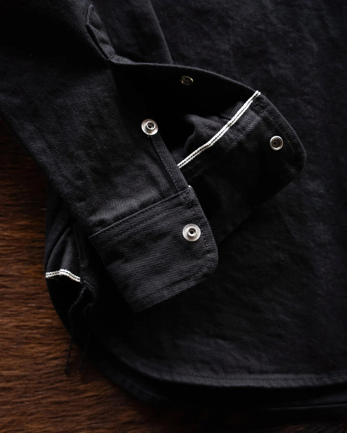 Unbranded UBS433 12oz Selvedge Work Shirt - Solid Black | The Unbranded Brand Shirts | JEANSTORE