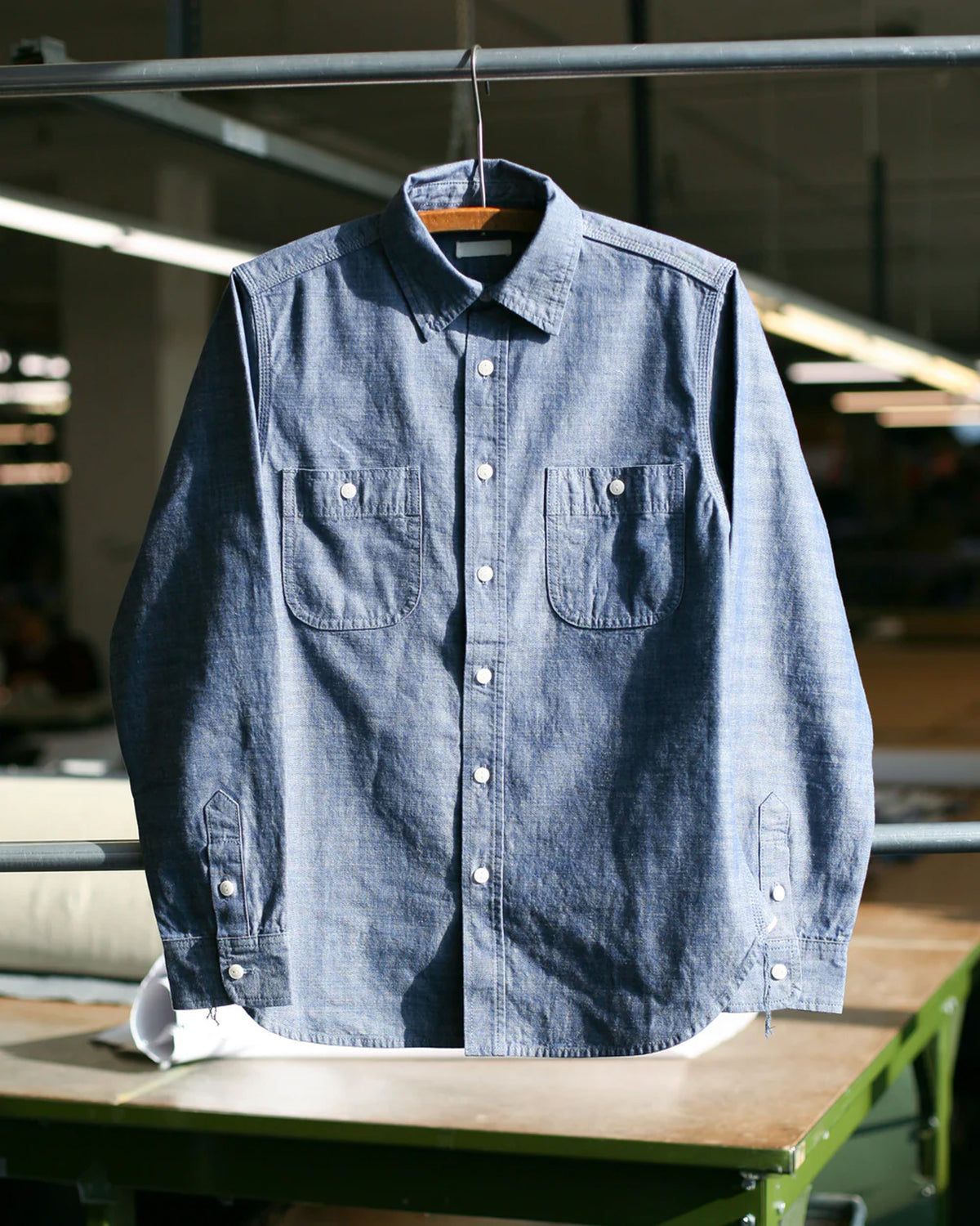 Unbranded UBS435 8.2oz Selvedge Chambray Work Shirt - Blue